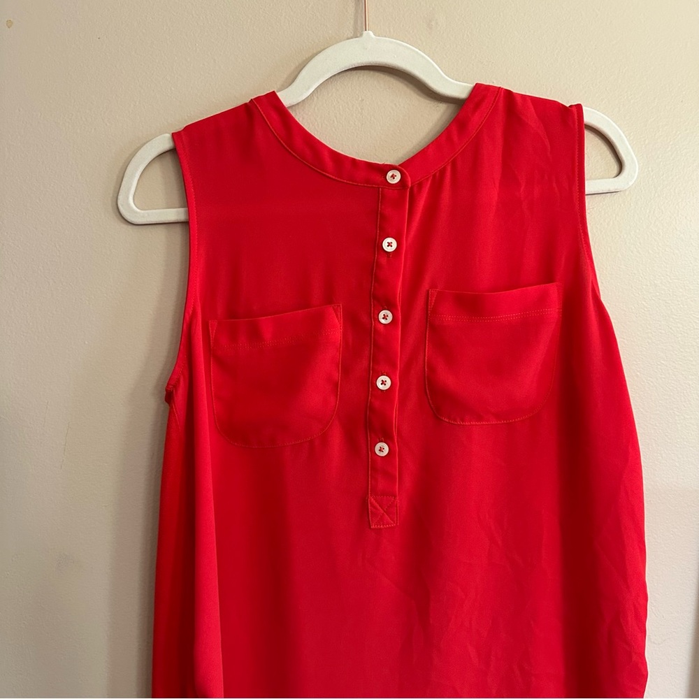 LOFT Red Buttoned Sleeveless Shirt